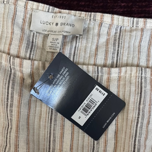 (40) Lucky Brand Tan and Cream Ribbed Sleeveless Tank Top - Picture 2 of 7